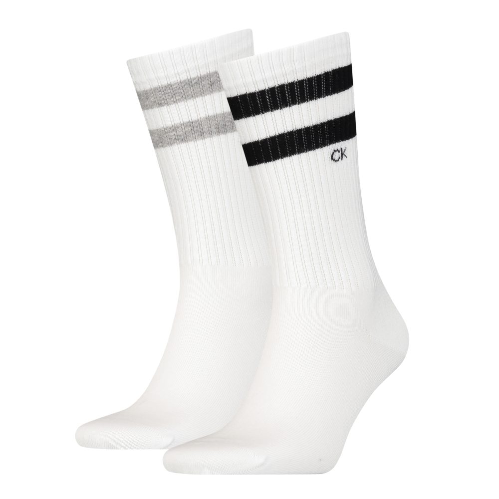 Calvin Klein Heren Sportsokken 2-Pack Stripes Wit