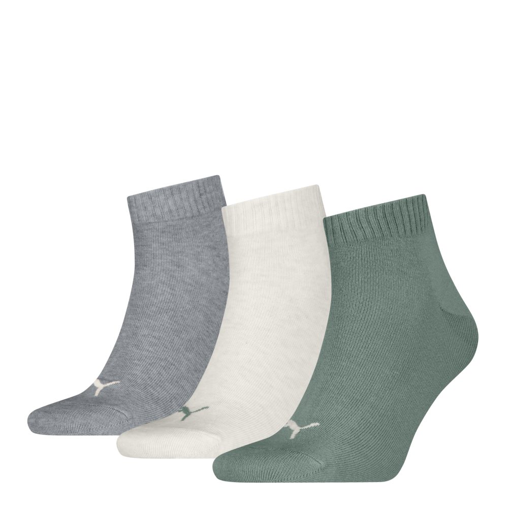 PUMA Quartersokken Unisex 3-Pack Green Moon
