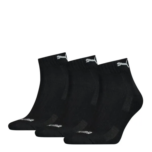 PUMA Cushioned Quartersokken Unisex 3-Pack Zwart