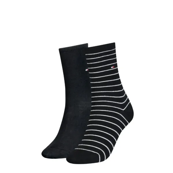 Tommy Hilfiger Damessokken Small Stripe 2-Pack Zwart