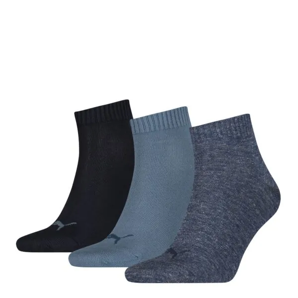 PUMA Quartersokken Unisex 3-Pack Denim Blue