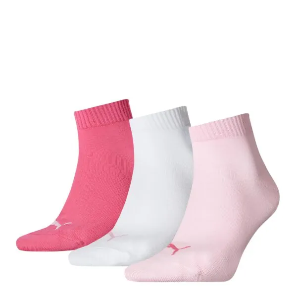 PUMA Quartersokken Unisex 3-Pack Pink Lady