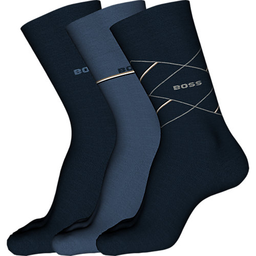Hugo Boss Giftbox Herensokken 3-Pack Blauw
