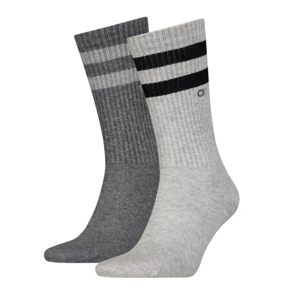 Calvin Klein Heren Sportsokken 2-Pack Stripes Grijs
