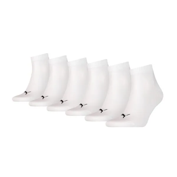 PUMA Quartersokken Unisex 6-Pack Wit