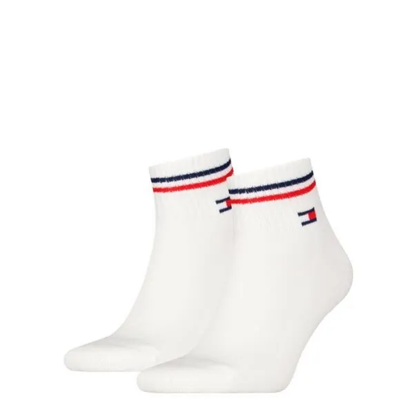 Tommy Jeans Unisex Iconic Quartersokken 2-Pack Wit