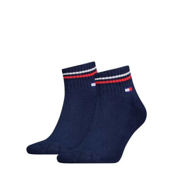 Tommy Jeans Unisex Iconic Quartersokken 2-Pack Dark Navy