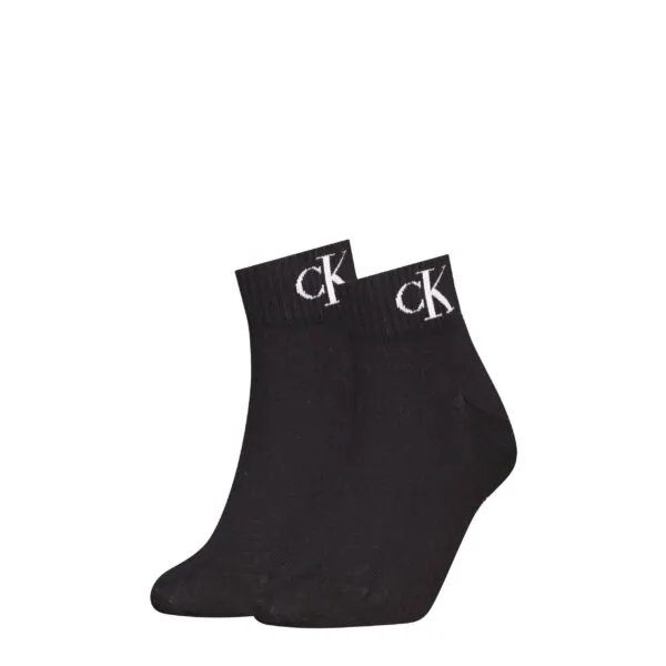 Calvin Klein Jeans Dames Quartersokken 2-Pack Monogram Zwart