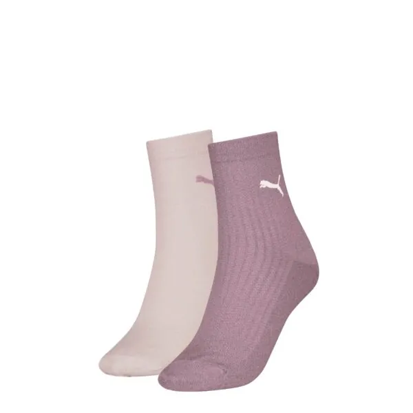 PUMA Dames Short Sock Glitter 2-Pack Pink Combo