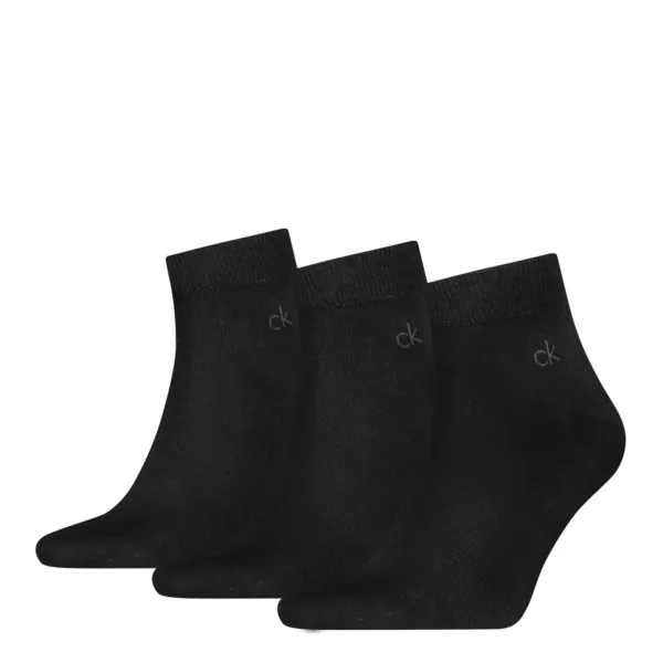 Calvin Klein Quartersokken Heren 3-Pack Zwart
