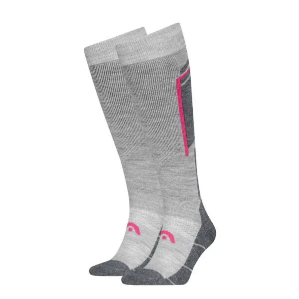 HEAD Skisokken Unisex Beginner Logo 2-Pack Grey / Raspberry
