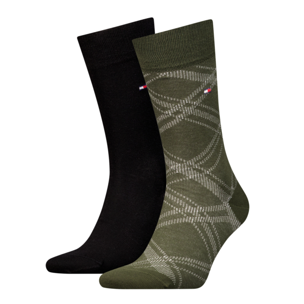 Tommy Hilfiger Herensokken Check 2-Pack Army Green