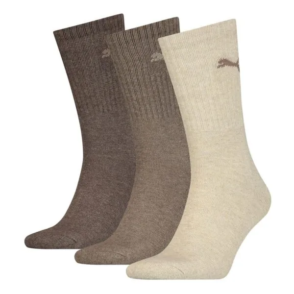 PUMA Unisex Sportsokken 3-Pack Light Brown Melange