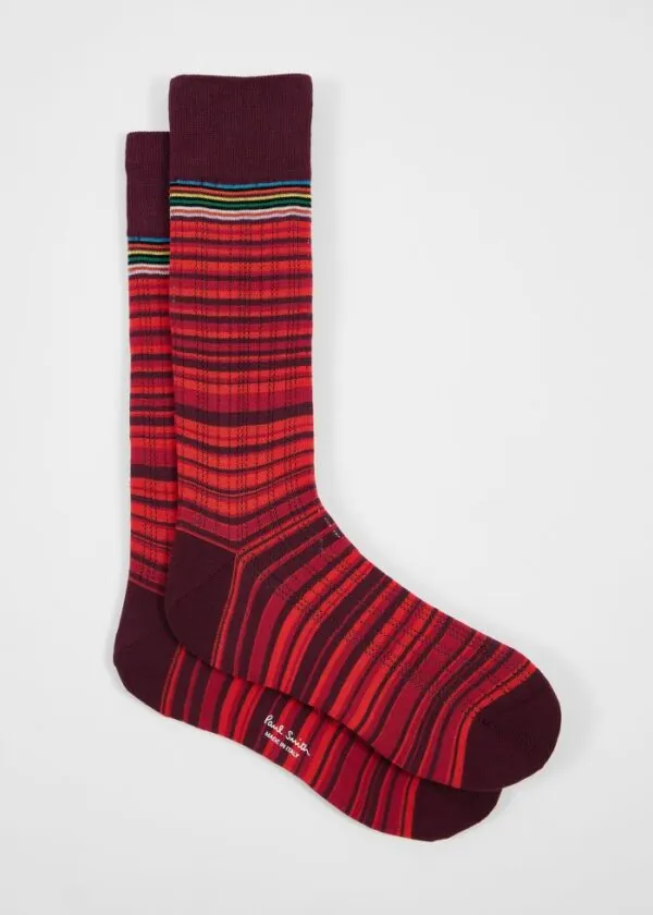 Paul Smith Herensokken Maury Shadow Stripe Rood