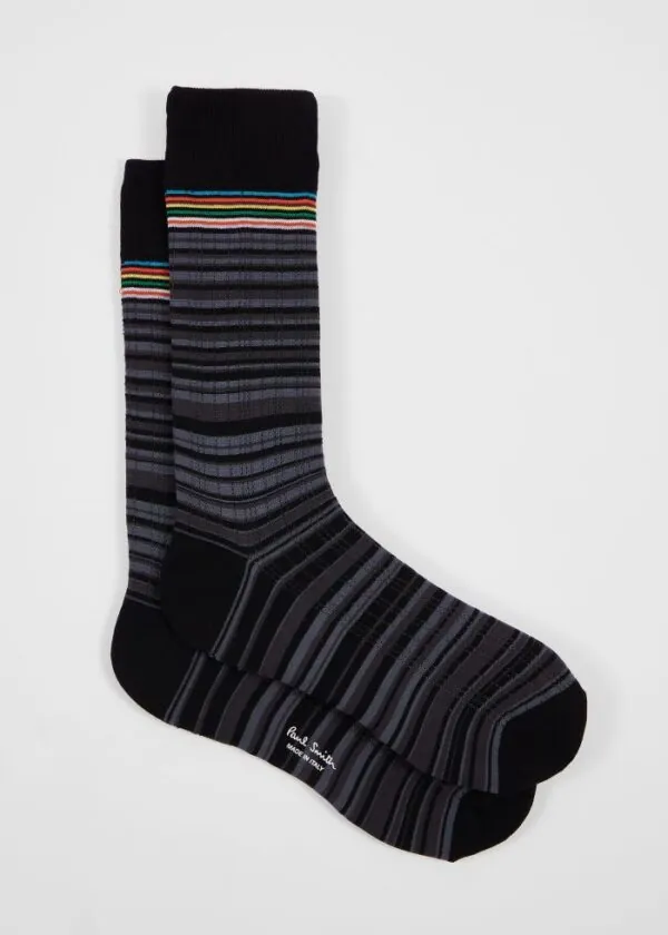 Paul Smith Herensokken Maury Shadow Stripe Zwart