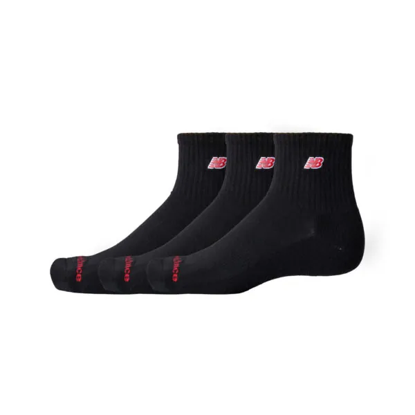 New Balance Unisex Quartersokken Patch Logo 3-Pack Zwart