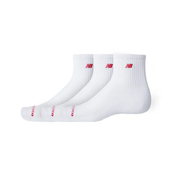New Balance Unisex Quartersokken Patch Logo 3-Pack Wit