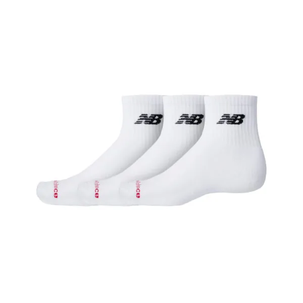 New Balance Unisex Quartersokken 3-Pack Wit